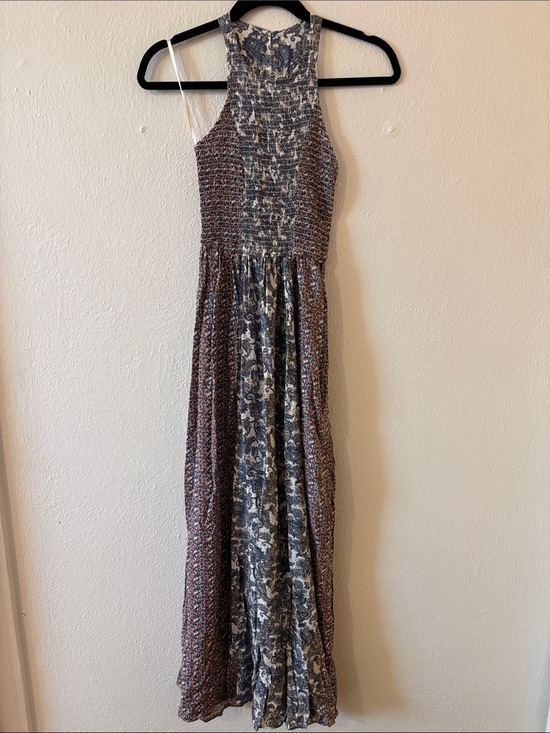 Japna Dresses & Skirts - Japna Mixed Floral Halter Maxi Dress in Blue and Brown